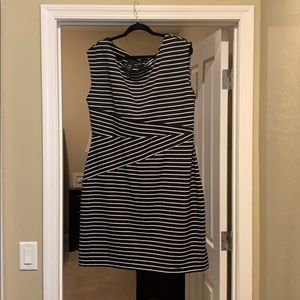 Attention Black & White striped sheath dress